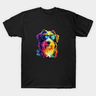 Colourful Cool Golden Doodle Dog with Sunglasses T-Shirt